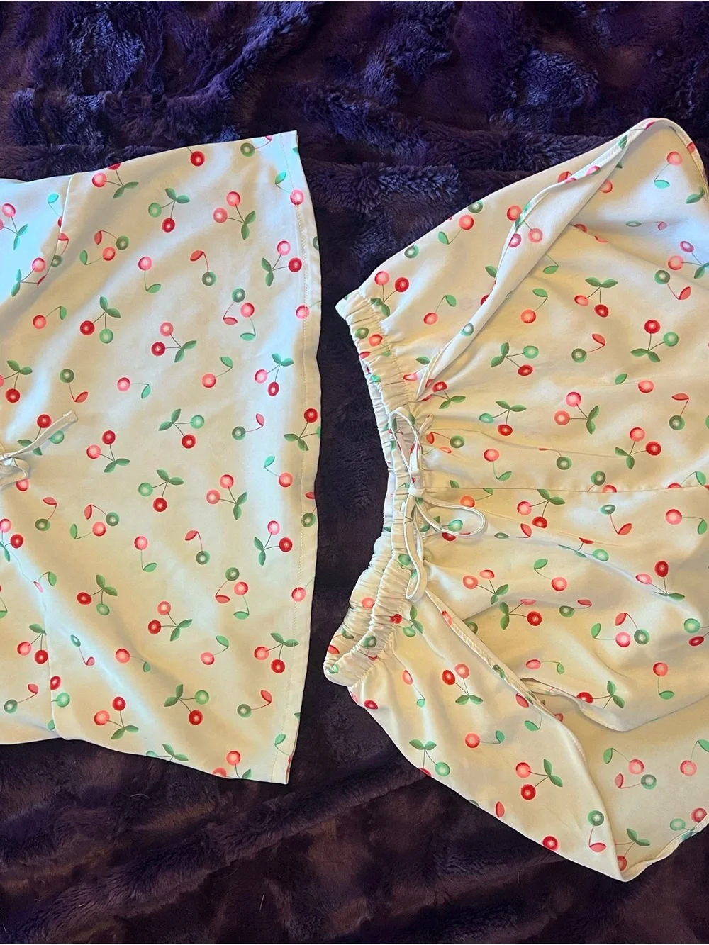 Matching Set Colsie White Cami and Shorts with Red Cherry Print